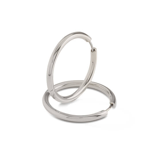 Titanium oorbellen Boccia oorringen rond 30 mm. - Staartjes en Strikjes
