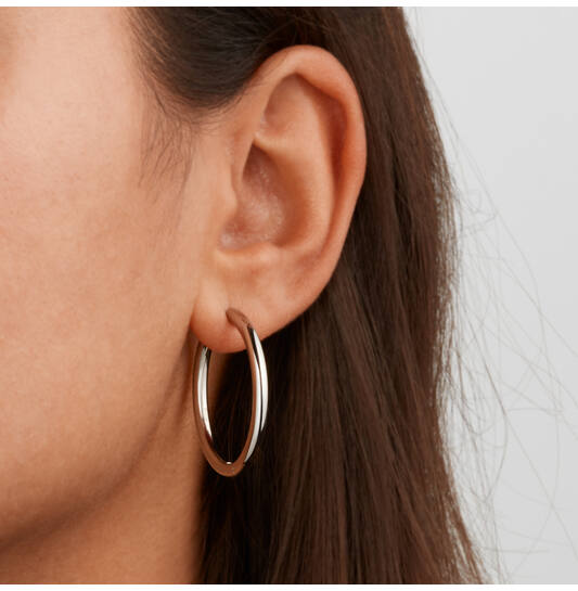 Titanium oorbellen Boccia oorringen rond 30 mm. - Staartjes en Strikjes