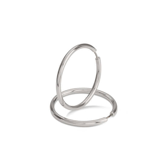 Titanium oorbellen Boccia oorringen rond 40 mm.