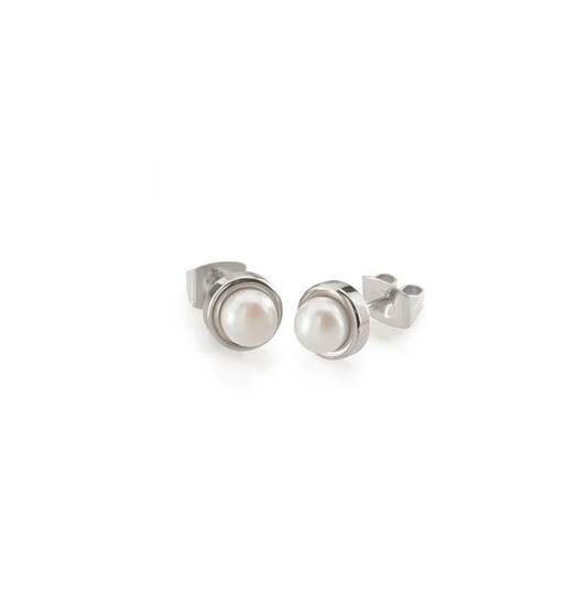 Titanium oorbellen Boccia parelknopje