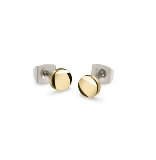 Titanium oorbellen Boccia rond goudkleurig - 5 mm.