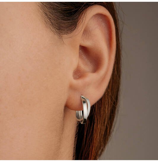 Titanium oorbellen Boccia twist zilverkleurig - Staartjes en Strikjes
